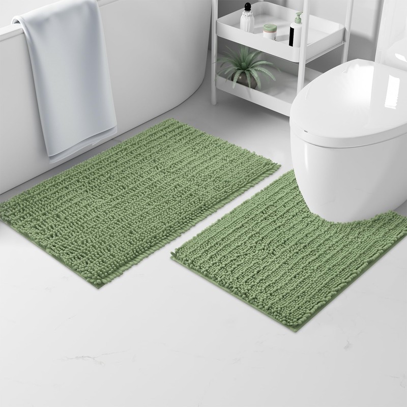 OLANLY Luxury Chenille Bath Mat, Extra Soft Thick Absorbent Shaggy