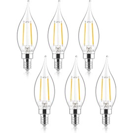 Sigalux E12 LED Bulb Candelabra Base 60 watt LED Chandelier Light Bulbs Dimmable, Flame Tip Candelabra LED Bulbs, 4.5W, 500LM 5000K Daylight, CA10 Candle Light Bulbs, 6 Packs