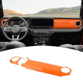 PDKLIN for 2024 Jeep JL Center Console Dash Panel Trim Cover for Jeep Wrangler JL JLU Gladiator JT 2024 Orange Interior Accessories 2pcs