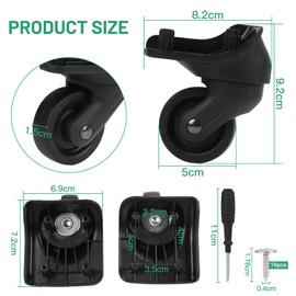 lalago 2 Pairs Replacement Wheels for Suitcase, Suitcase Replacement Double Row Wheels