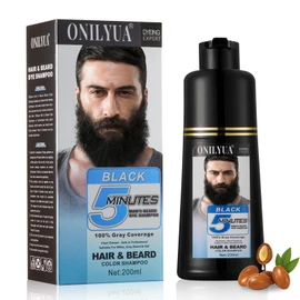 Mens Beard Dye for Men, 5 Minutes Black Beard Dye Shampoo 3 in 1, Mustache & Beard Color for Mens Gray Hair Coverage, Long Lasting & Easy Use, Root Touch Up Simpler Hair Color For Men, 200ML