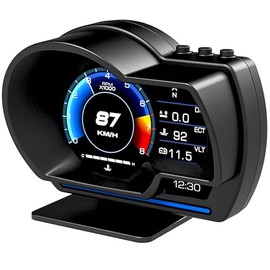 ARTILAURA OBD2+GPS Dual Mode Smart Gauge, OBD2 GPS Head-Up Display (HUD) - Driving Data Monitor (Speed, RPM, Fuel, Temp) | Fault Code Scanner, Alerts, 10 Interface | 2 Installation Ways for Cars