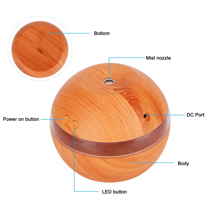 Air Humidifier Aromatherapy Diffuser with LED RGB Night Light for