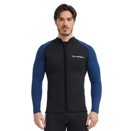 Lemorecn Men’s 3mm Wetsuits Jacket Long Sleeve Neoprene Wetsuits Top(2031blackblue3XL)
