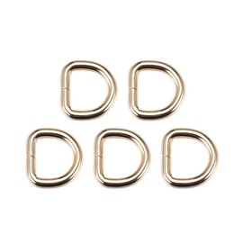 sourcing map Metal D-Ring 0.63 Inch (16 mm) D-Rings Buckle for Hardware Bags Belt DIY Accessories Gold Pack of 5, gold