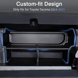 Koongloong Glove Box Organizer Divider Fit for 2024 2025 Toyota Tacoma 4th Gen and 2025 4Runner Interior Storage Accessories Glove Compartment Organizer Insert Black