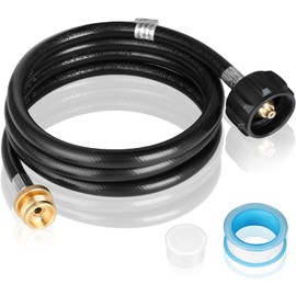 4 Feet Propane Hose, Black Propane Adapter Hose 1lb to 20lb Converter Replacement for QCC1/Type1, Tank Adapter with Metal Connector Fit for Grill, Stove, Griddle, Heater