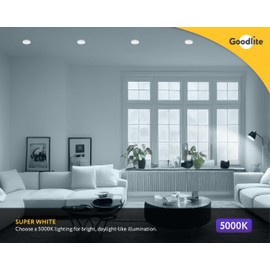 Goodlite C32 LED Chandelier Bulb, Torpedo Tip, 5W (60W Equal), Dimmable, 600 Lumens, Super White 5000K, 15k Hours, Eco-Friendly, Ideal for Candelabra & Decorative Lighting, E12 Base, 10pk. (G-83371)