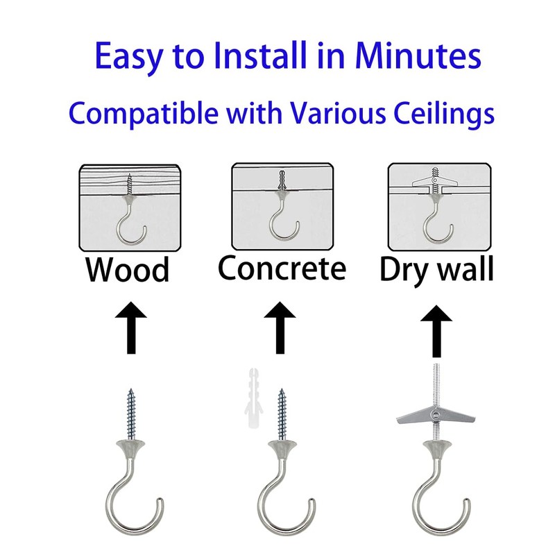 Evsteluo Large Swag Ceiling Hooks Heavy Duty Swag Hook with