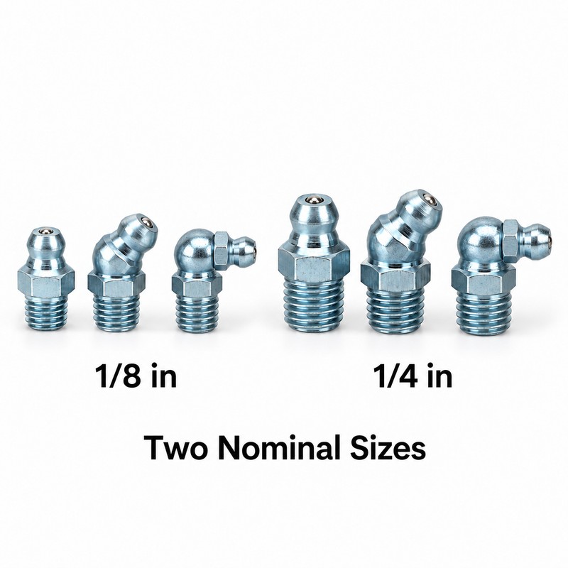 80-Piece Grease Zerk Fitting Kit, 1/8"-28 & 1/4"-28, Straight, 45°