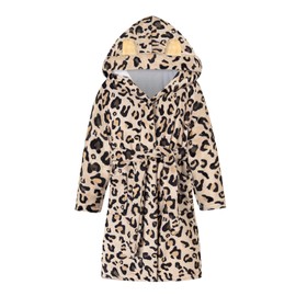 Umeyda Girls Fleece Hooded Robes, Warm Printed Bath Robe for Kids Soft Fuzzy Bathrobe for Gifts