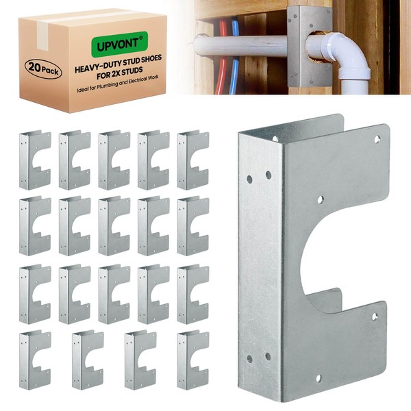 UPVONT Stud Shoes for 2X Studs, 16-Gauge Galvanized, 6.25" Height,