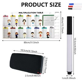 5-Piece Set Multiplication Tables for Kids, Times Tables Poster, Educational Dry Erase Color Multiplication for Kids, Reusable Multiplication Math Teaching Aid Boards for Walls Doors Chalkboards