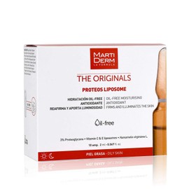 MartiDerm Proteos Liposome Ampolletas faciales hidratantes y antioxidantes. Proteoglicanos + Vitamina C y E liposomadas. Reafirman y aportan luminosidad. Formula oli-free para piel grasa - 10 ampolletas