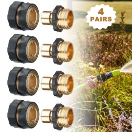 Unbranded 4 Pack 3/4" Garden Hose Quick Connect Water Hose Fit Brass Female Male Connector
