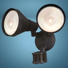 Patriot Lighting Dualux Bronze Dual Head Motion Sensor Wall Mount Outdoor Security Flood Light