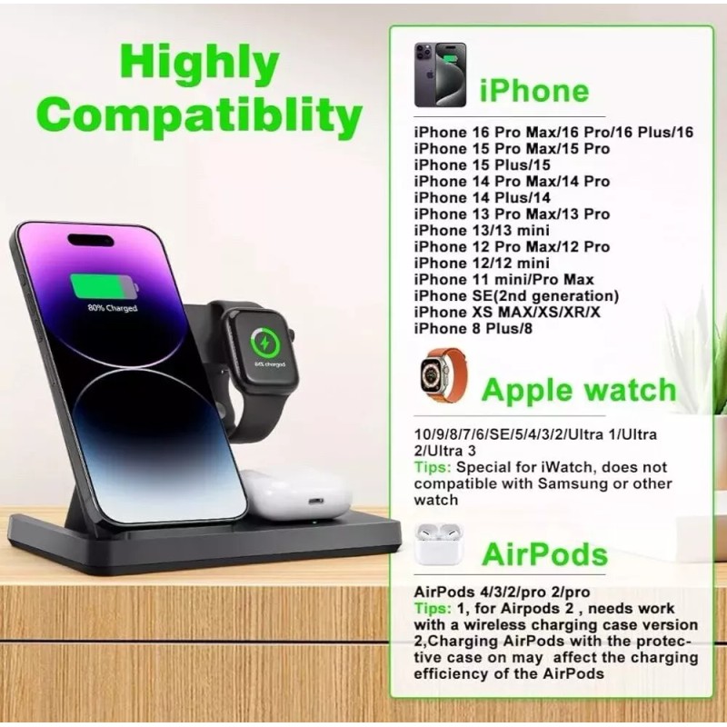 Universal, For Apple Energizer 3-in-1 Wireless Fast Charging Station "QI