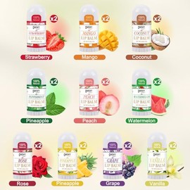 DMSKY Paquete de 20 mini bálsamos labiales, bálsamo labial natural a granel con vitamina E y aceite de coco, bálsamos labiales hidratantes para labios