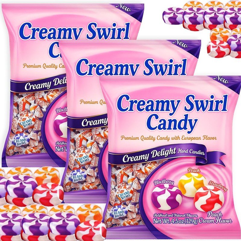 Creamy Swirled Hard Candy – Strawberry Peach & Blackberry Flavors