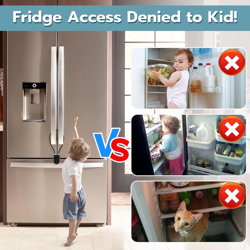 Dhiedas Fingerprint Cable Lock, Fridge Locks with Fingerprint Bluetooth APP