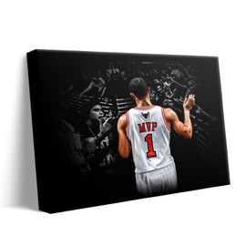 Derrick Rose MVP Canvas Wall Decor, Inspiring Home Decor Basketball Poster Print - Motivational Artwork for Sport Enthusiasts and Fans Game Room or Office 11x14inch