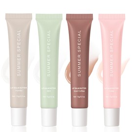 4 Pcs Summer Special Lip Butter Balm Set, Special Lip Balm, With Natural Ingredients of Shea Butter & OliveButter, Long-Lasting Hydrating Non-Sticky Lip Balm, Soothes And Softens Dry Lips