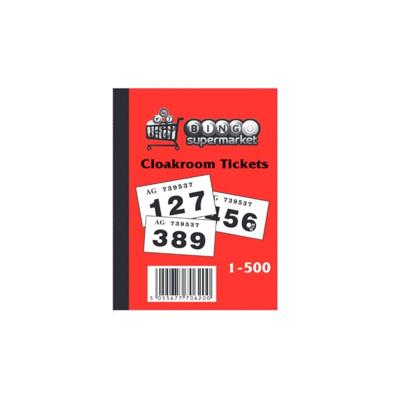 Bingosupermarket Raffle Tickets 1-500 Cloakroom - Assorted Colours bordered (Green)