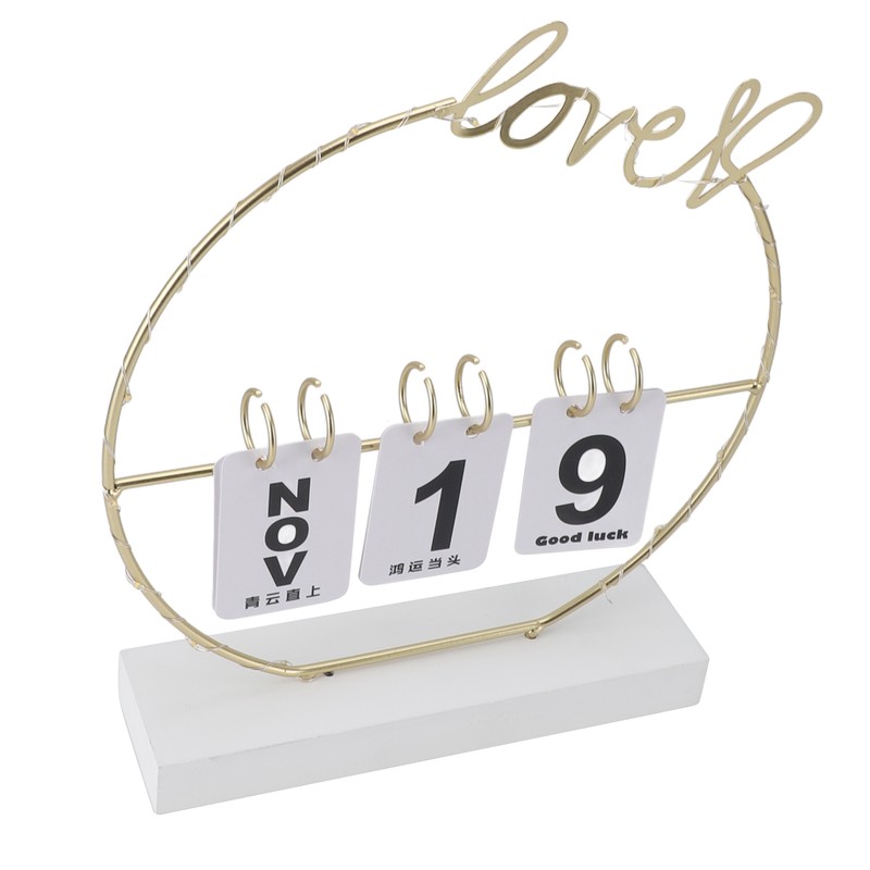 Metal Desk Calendar Modern Creative Tabletop Flip Calendar with LED