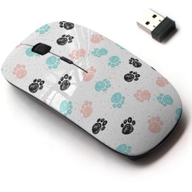 2.4G Wireless Mouse with Cute Pattern Design for All Laptops and Desktops with Nano Receiver - Doodle Dog paw
