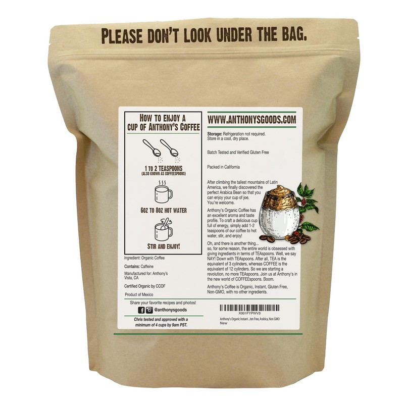 Anthony's Organic Instant Coffee,14oz, Ultra Fine Microground, Gluten Free, Arabica,