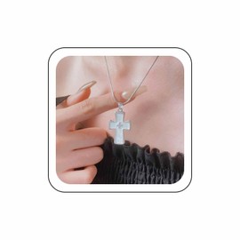Wendalern Gothic Cross Necklace Choker Enamel Cross Pendant Necklace Silver Round Snake Chain Religious Necklace White Cross Clavicle Necklace Hip Hop Jewellery for Women, Zinc, No Gemstone