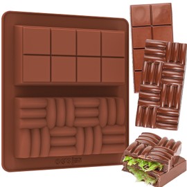 Koluti Nonstick Silicone Chocolate Bar Mold, 1 Inch Deep Dubai Chocolate Decor Baking Rectangle Molds, 2-Cavities Large and Thick Candy DIY Mould for Filling Knafeh Stuffed Pistachio Bar