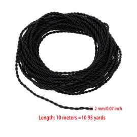 ONLYKXY 10M/10.93yard Black Cord Trim Handmade Craft Rope for Graduation Honor Decor Twisted Polyester Silk Shiny Thread Braided Bag String Xmas Satin Solid Window Ties Bow for Sewing DIY (2MM)