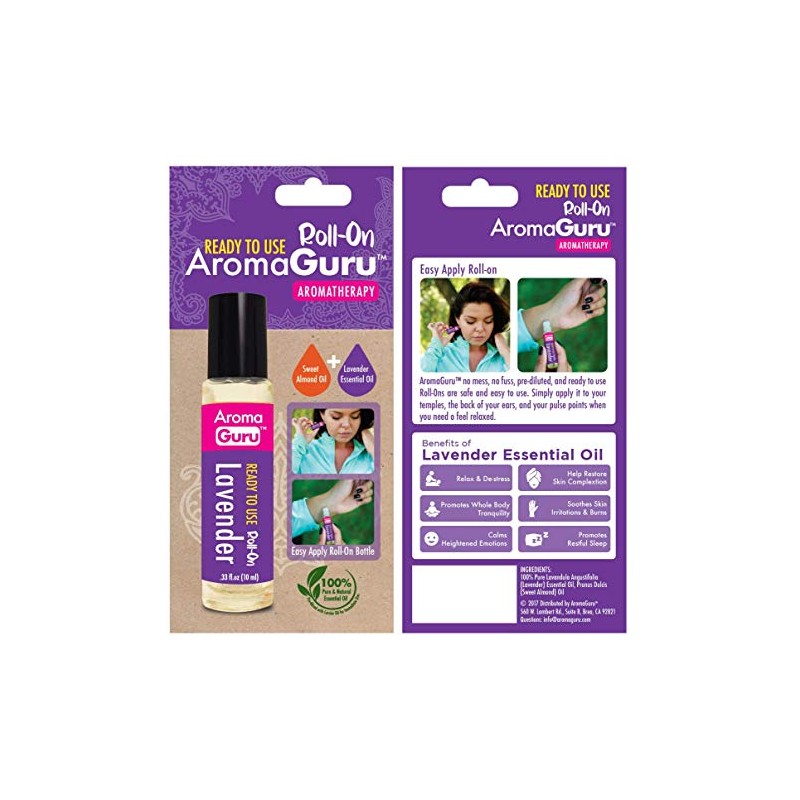 Guru Nanda Lavender Roll On Aroma - 100% Pure &