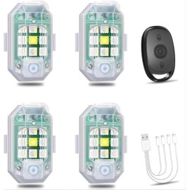 KEWAYO 4pcs Wireless Strobe Lights for Car Motorcycle with Remote Control 7 Colors Anti-Collision Light Flashing Warning Emergency Mini Lights USB Charging