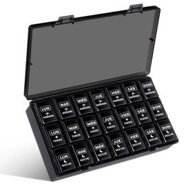 Pastillero Semanal 3 Tomas Español, Opret Pastilleros para Medicamentos de Viaje, Organizador de Pastillas Portatil y Grande con 21 Compartimentos