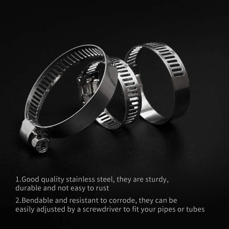 71Pcs 304 Hose Clips Adjustable 6-38mm Range Hose Clamps 304