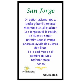 Gifts by Lulee, LLC Oracion a San Jorge Patron De Los Soldados Tarjeta De Rezo Laminada Bendita Por Su Santidad Francisco