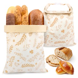 Zhaoyao 2 Pcas Beeswax Bread Bags for Sourdough, Bread Bags for Homemade and Reusable Cotton Linen, Easy to Clean Sourdough Storage Bag Ideal for Zero-waste Kitchens.