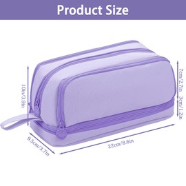 Businey Pencil Case, Large Capacity Pencil Pouch with 4 Compartments Stationery Organizer for Girls Boys, Office Makeup Bag Portable Pen Bag for Students Women Men Purple