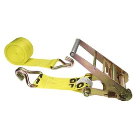 US Cargo Control 4 Inch x 30 Foot Yellow Ratchet Strap with Double Wire J-Hooks