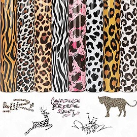 Tintnut Leopard Heat Transfer Vinyl-8 Sheets 12" x 10" Cheetah HTV Vinyl- Iron on Vinyl Animal Patterned HTV Heat Transfer Vinyl for T-Shirts DIY