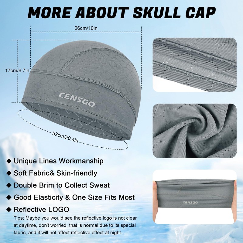 CENSGO Skull Cap Helmet Liner for Men Women, Cycling Cap
