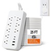 7.6M Plana Extension Electrica, Regleta Multicontacto con Protector de Sobretensión,