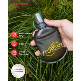 UTOBEST Soft Flask Collapsible Running Water Bottle 150 ml, Flexible TPU Folding Running Flask for Hydration Pack, Soft Flask Running Bottles for Hiking 28mm Caliber (Yellow)