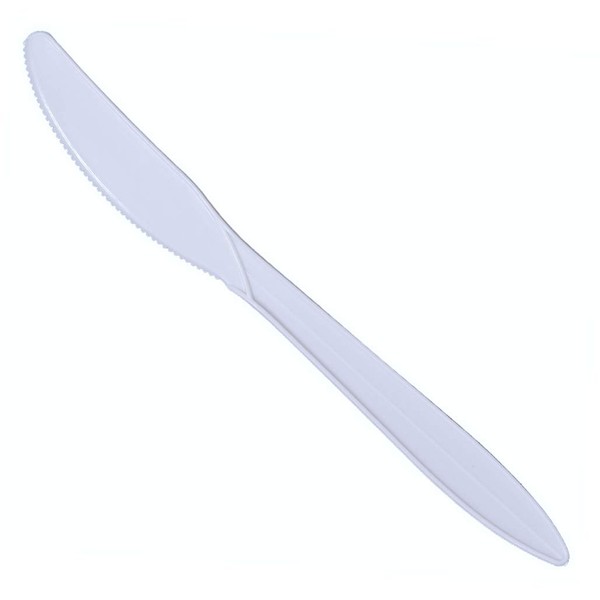 Daxwell Plastic Knives, White, 6 5/16", Recyclable, A10001392 (Case of 1,000)