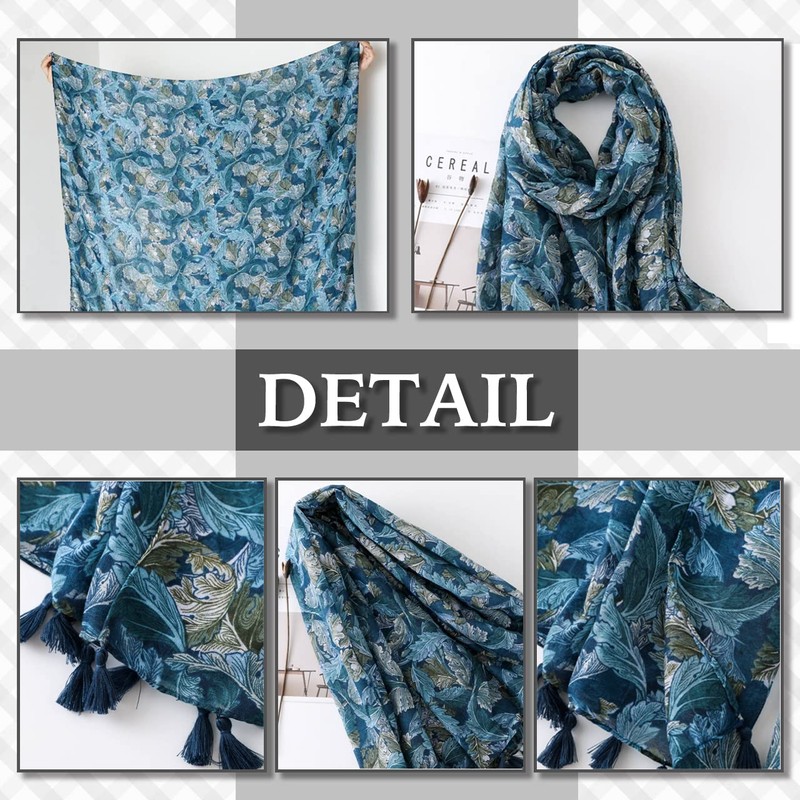CHROME CRANE MF018 Women's Stole Floral Flower Leaf Design Large