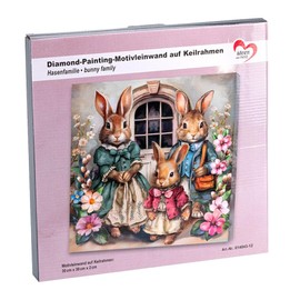 Ideen mit Herz Diamond Painting Canvas on Stretcher Frame | 30 cm x 30 cm | Set Including Tools (Hare Family)