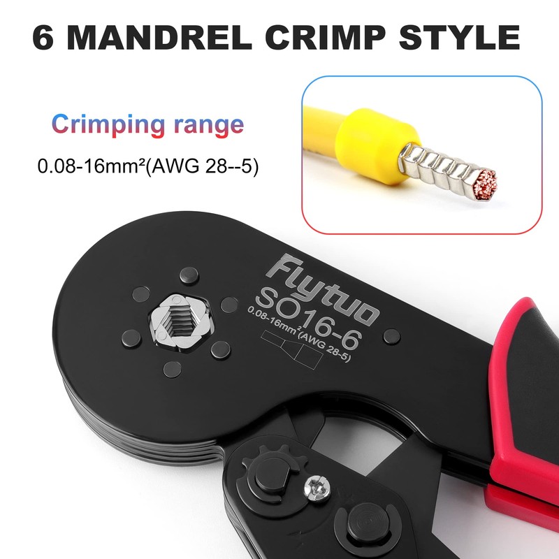Flyduo Hexagonal Ferrule Crimping Tool - Suitable for 0.08-16mm ²