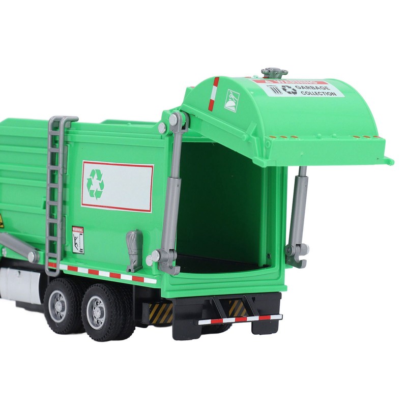 1:32 Garbage Truck Toy with Dumpster 4 Trash Bins Friction